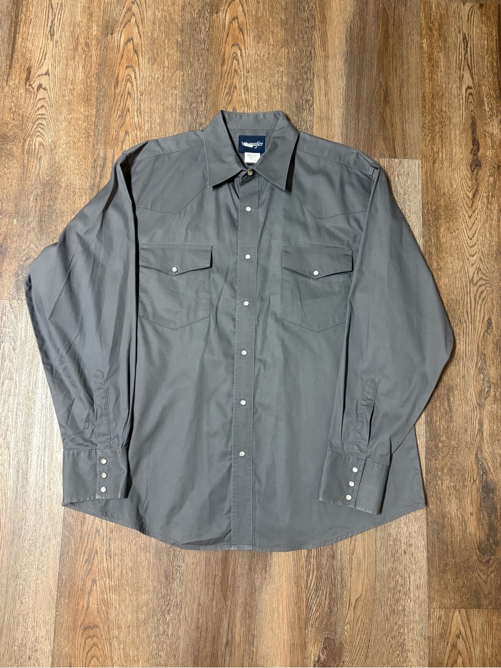Wrangler Men's XL Gray Long-Sleeve Western Pearl Snap Shirt